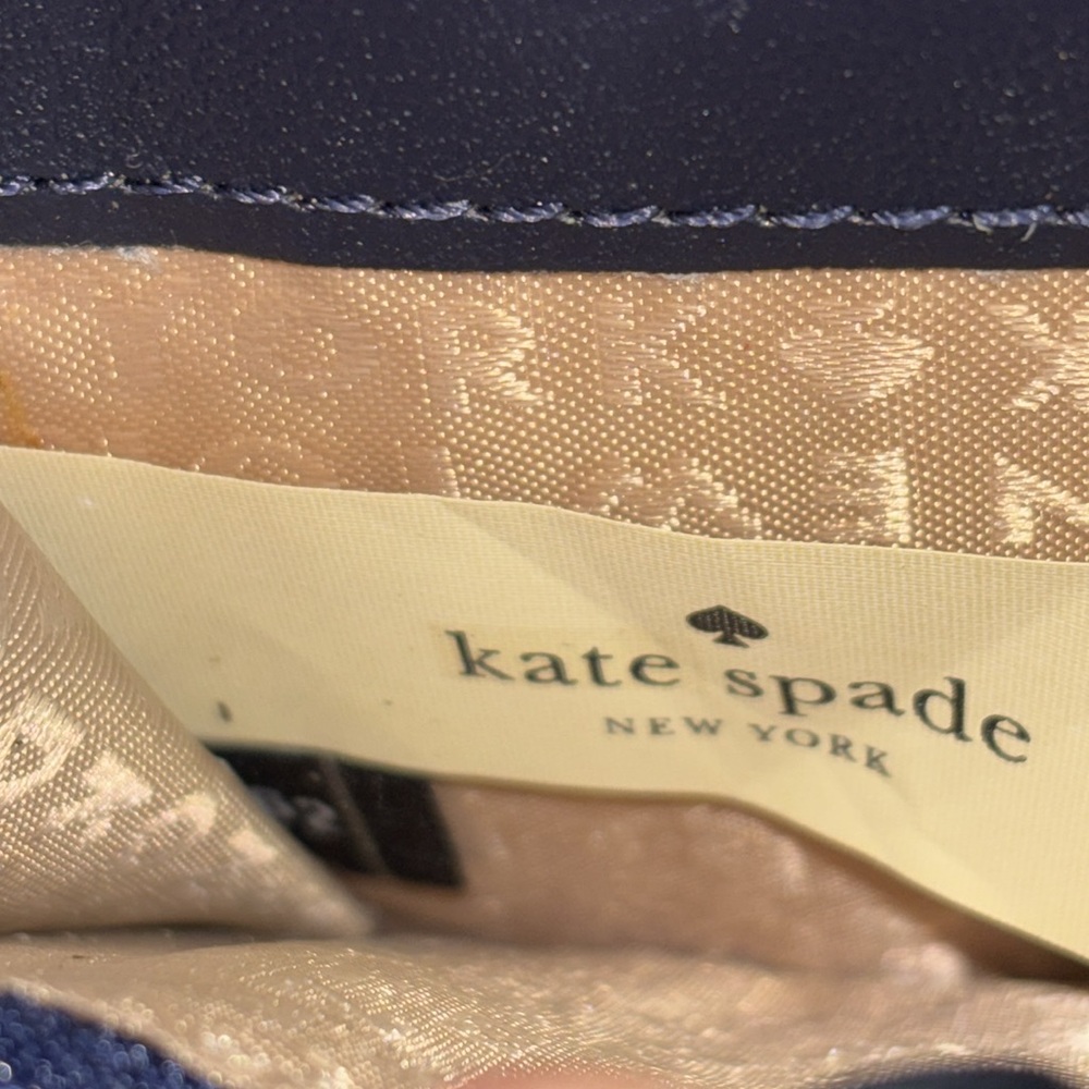 Kate Spade Blue Gingham Checkered Leather Wallet EUC - Picture 10 of 10